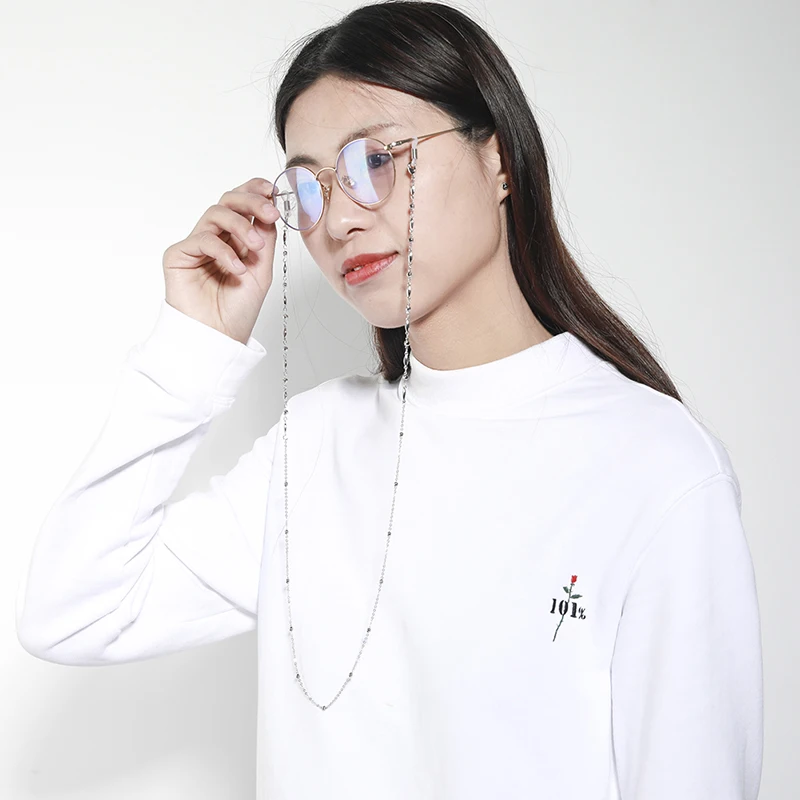 Teamer Fashion Women Crystal Beaded Glasses Chain Rose Gold Color Sunglasses Chains Cords Lanyard Hanging Neck Holder Necklaces 6