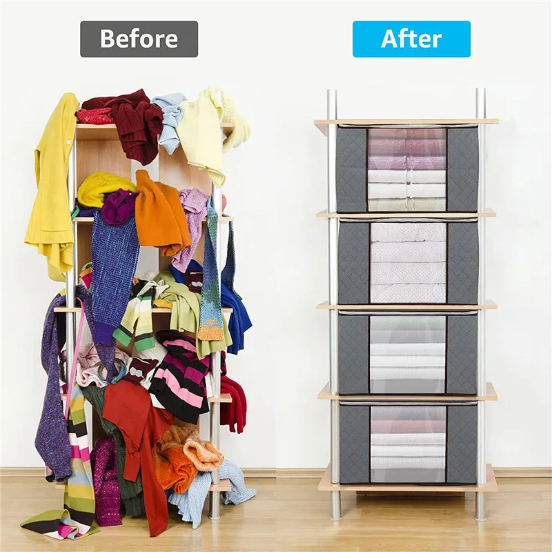 Storage Organize Moisture-Proof Dustproof Storages Non-Woven Quilt Large Capacity Organizes Mobile Clothes Bed Bottom Bag 2