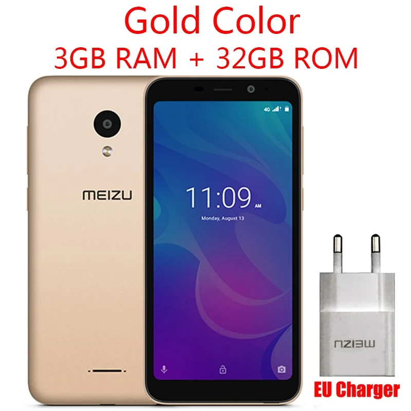 Meizu C9, 4G LTE, 2 ГБ, 16 ГБ, 5,45 дюймов, 1440x720 p, ips экран, четырехъядерный процессор, МП камера, две sim-карты, мобильный телефон - Цвет: Gold 3G 32G