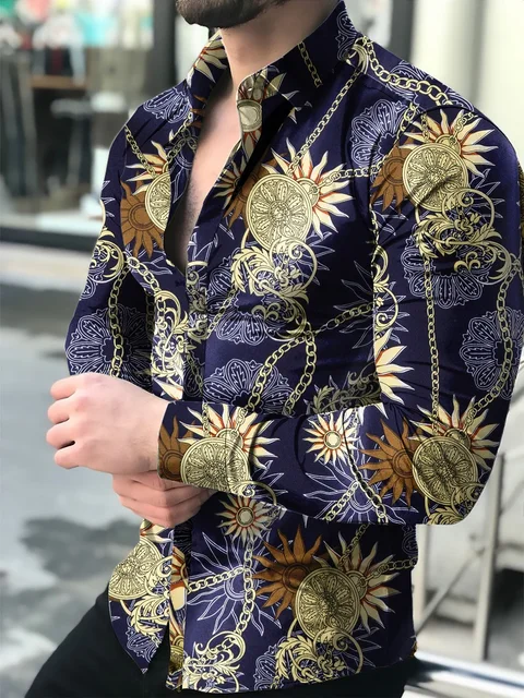 Men's shirt New Hawaiian Shirts Men Single Button Shirts Wild Shirts Printed  Male Blouses 2021 White