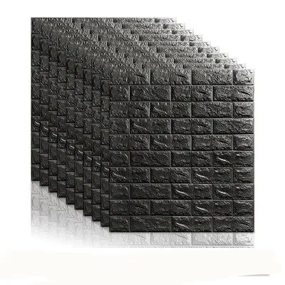 Black 70*77 3D наклейки в виде кирпичной стены DIY самоклеящийся Декор Пена водонепроницаемые обои настенные для ТВ фон дети гостиная - Color: Black