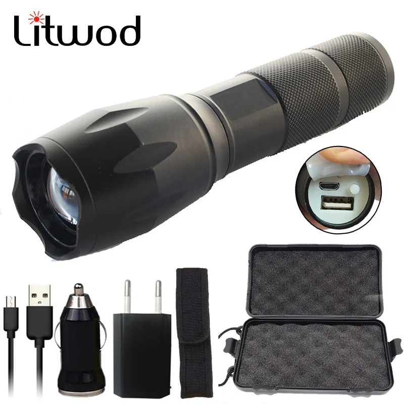 Litwod Z35 USB перезаряжасветодиодный ная вспышка 10000 люмен CREE XM-L2 U3 XM-L T6 фонарик
