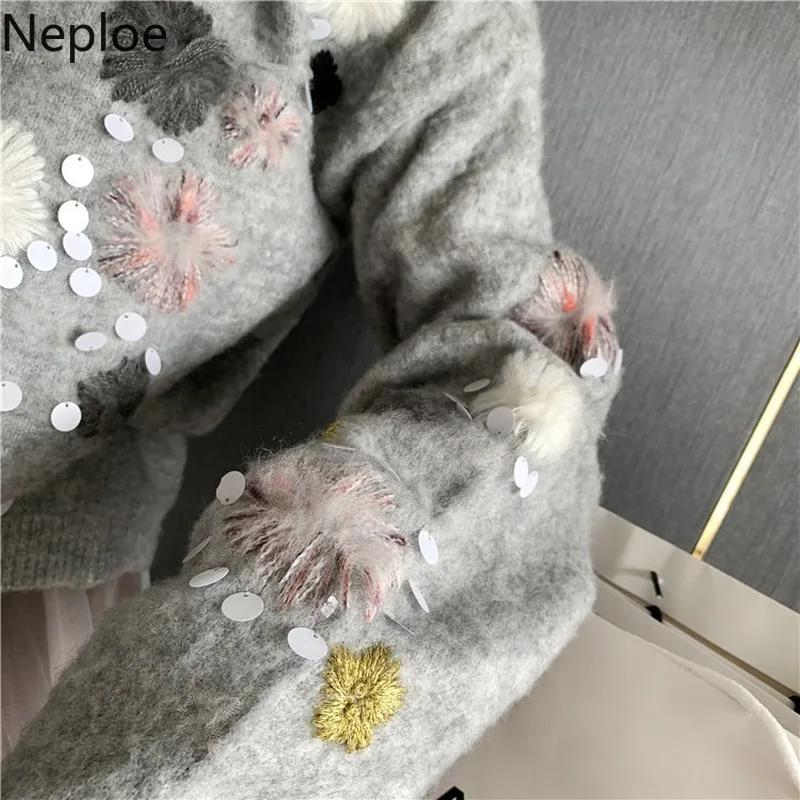 Neploe осенне-зимний пуловер с круглым вырезом и длинными рукавами, свитер с аппликацией в стиле пэчворк, осенне-зимняя одежда, теплая Женская одежда, новинка 47544