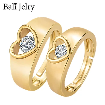 

Bali Jelry Fashion Ring Silver 925 Jewelry for Women Men Heart-shape Zircon Gemstone Gold Color Rings Accessories Engagement