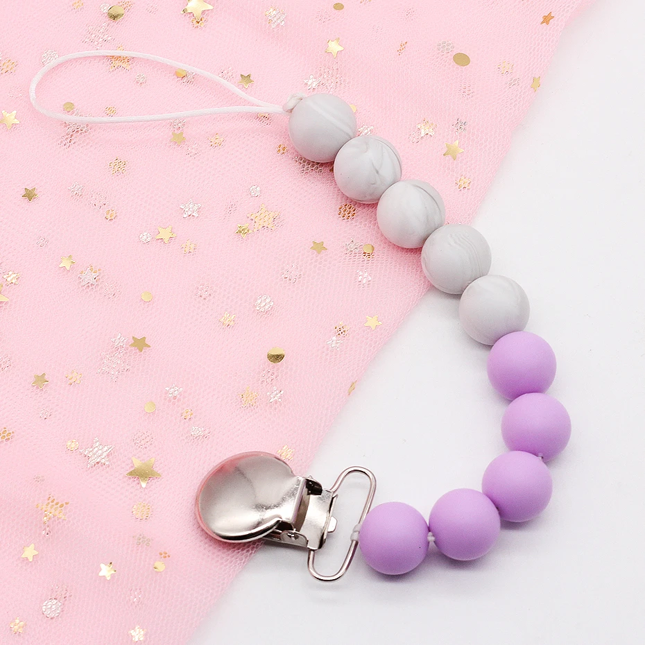 Lilac colour Силиконовые Прорезыватели, пустышки, бусы-клипсы, силиконовые соски, цепь, держатель для соски, детские жевательные игрушки - Цвет: Lilac colour