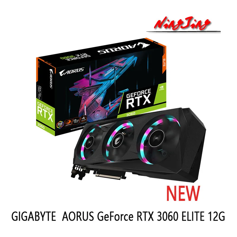 gaming card for pc GIGABYTE AORUS GeForce RTX 3060 ELITE 12G 15000MHz GDDR6 8GB ATX RTX3060 Support AMD Intel Desktop CPU LHR NEW best graphics card for pc