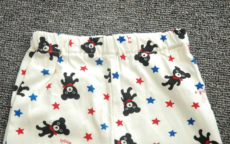 Mikiumkee2019 Autumn New Style Children Bear Full Printed Cotton Knitted Baby Long Sleeve Pajamas Set