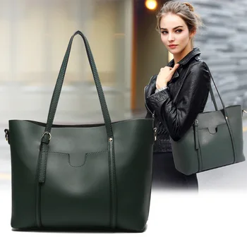 

PU soft leather European and American style large capacity ladies handbag shoulder bag messenger bag big bag shoulder bag