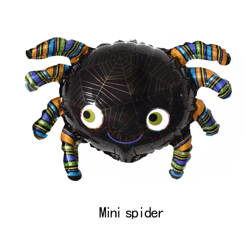 mini spider 10 шт. Мини мультфильм Хэллоуин фольги Воздушные шары летучая мышь паук Тыква надувной шар игрушки Воздушные шары Хэллоуин воздушные шары для украшения - Цвет: mini spider