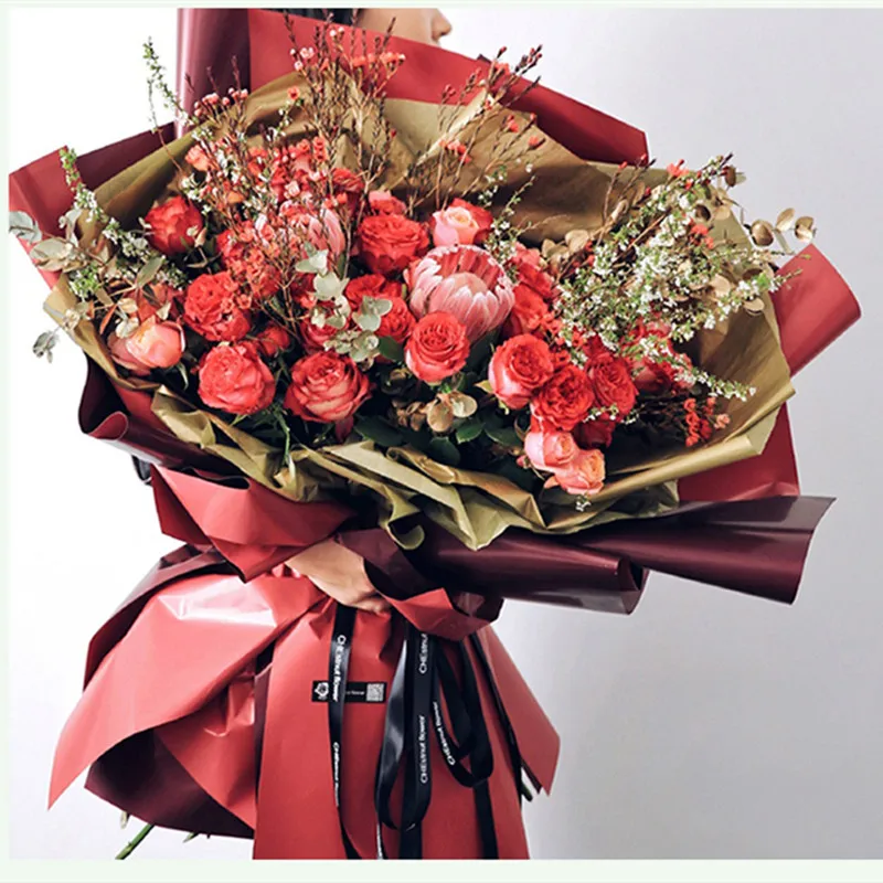 60cm/45cm 20PCS 2 color Flower Paper Packaging Gift Waterproof Double-sided Color Florist Wrapping Paper Flower Bouquet Supplies