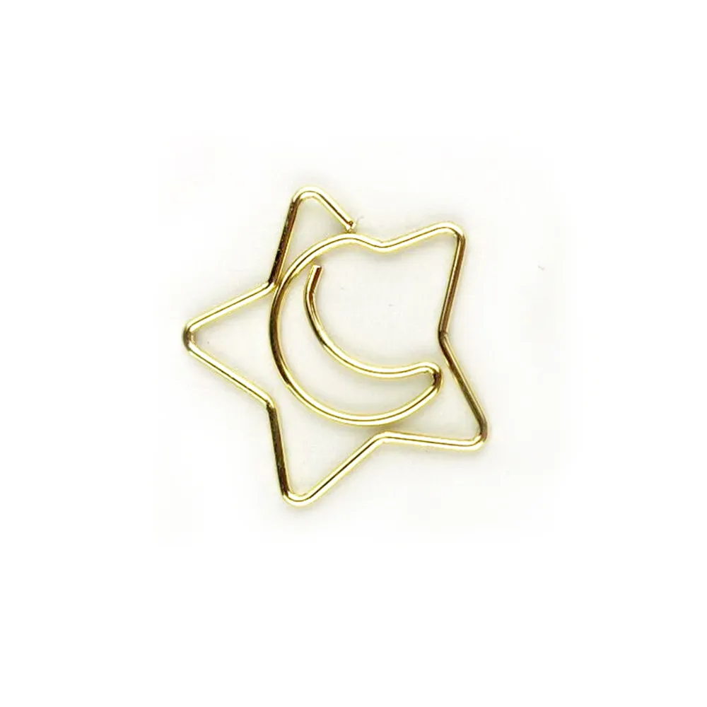 Paper Clips,Book Clips,Memo Holders 15pcs/box Gold Star Moon Metal Bookmark Paper Clips For Book Marker Binder Photo Memo Clip Stationery School Office Supplies