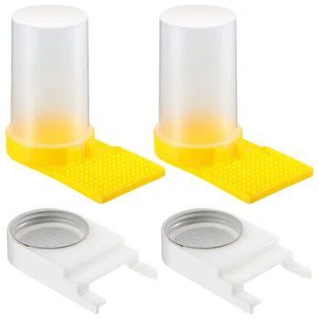 

2 Pcs Beehive Beekeeper Water Dispenser Beehive Drinking Bowl and 2 Pcs Front Entrance Honey Bee Feeder Beekeeping Tool