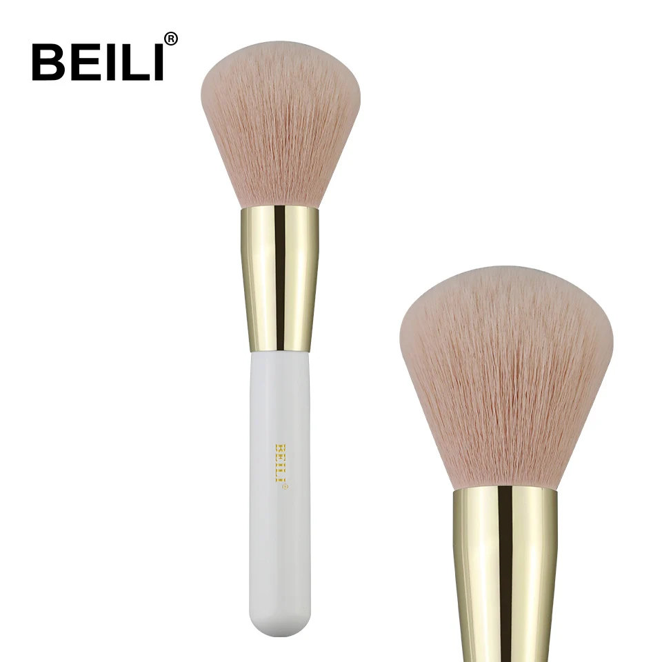 BEILI 1 piece Pearl White Makeup brush Nano wool fiber Hair Flat Foundation powder brush Handle golden ferrule - Handle Color: WL07