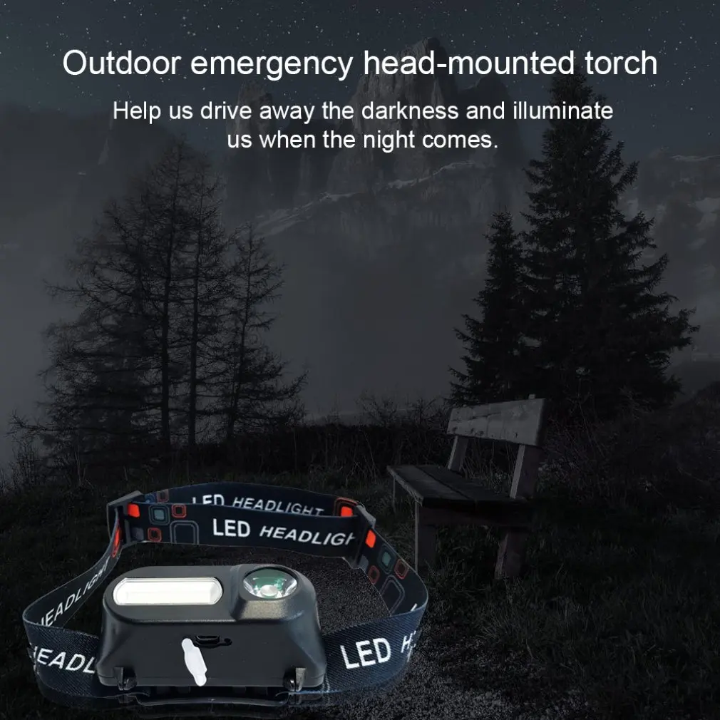 Multi-function USB interface charging head light COB outdoor emergency head-mounted flashlight 18650 battery lighting