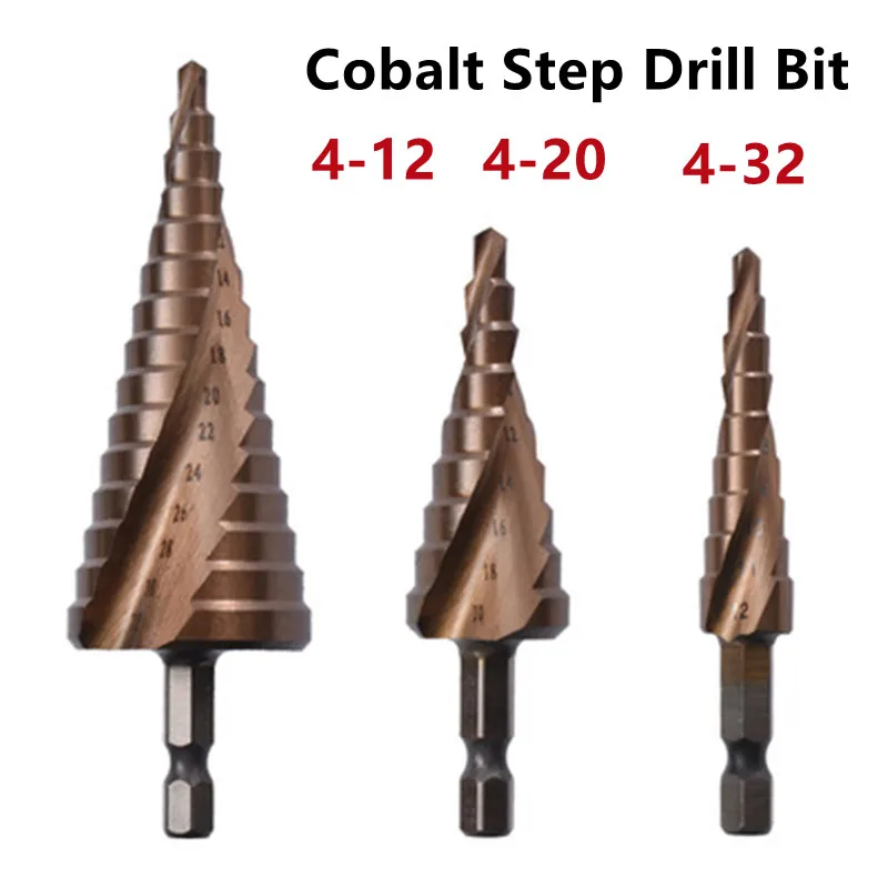 M35 Cobalt-Containing Step Drill Bit High-Speed Steel Hexagonal Shank Tower Step Metal Hole Opener Reaming Spiral Pagoda Drill