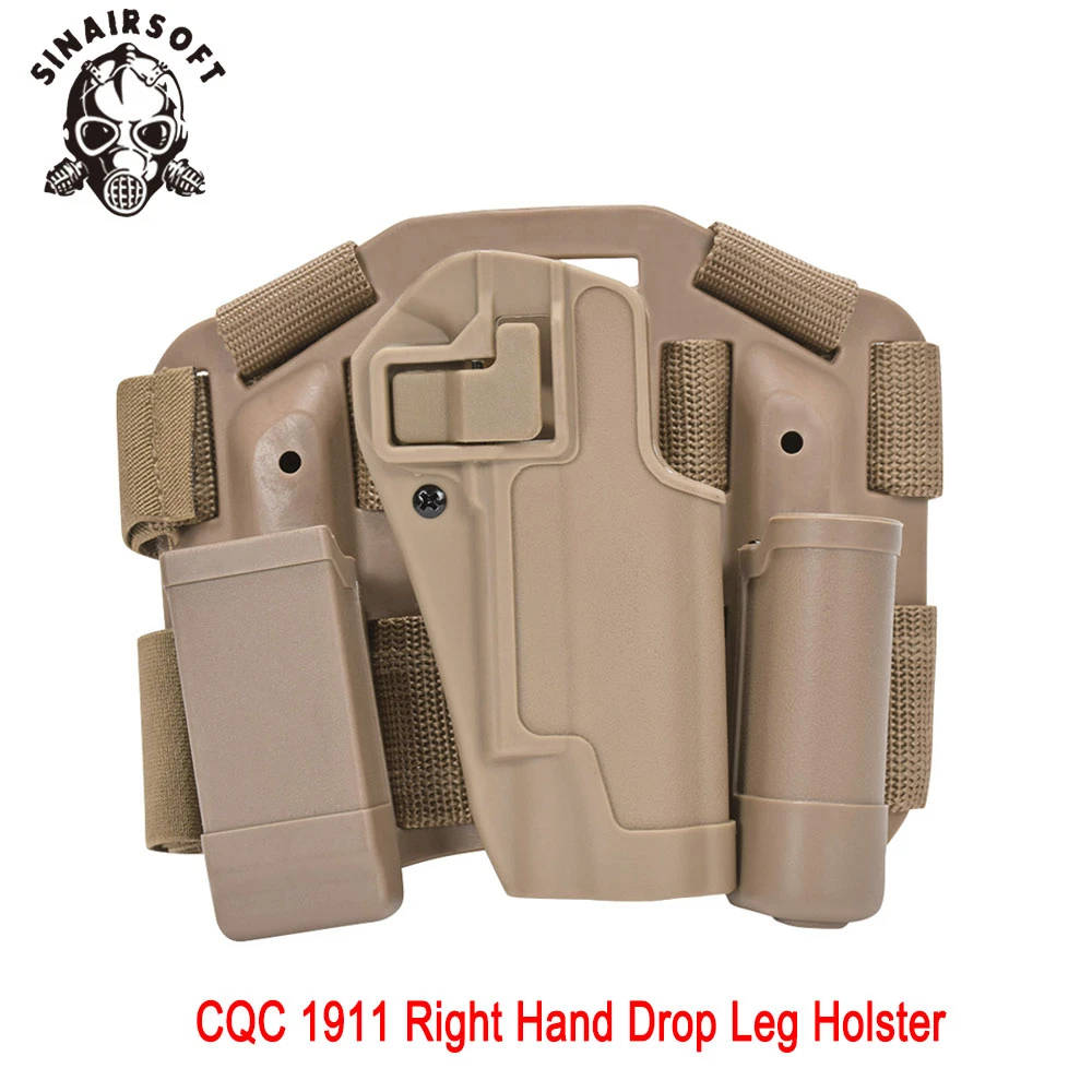 

Hot Tactical CQC Dark Earth 1911 Right Hand Drop Leg Holster Pouch Fit Pistol M1911 For Paintball Shooting Hunting Accessories