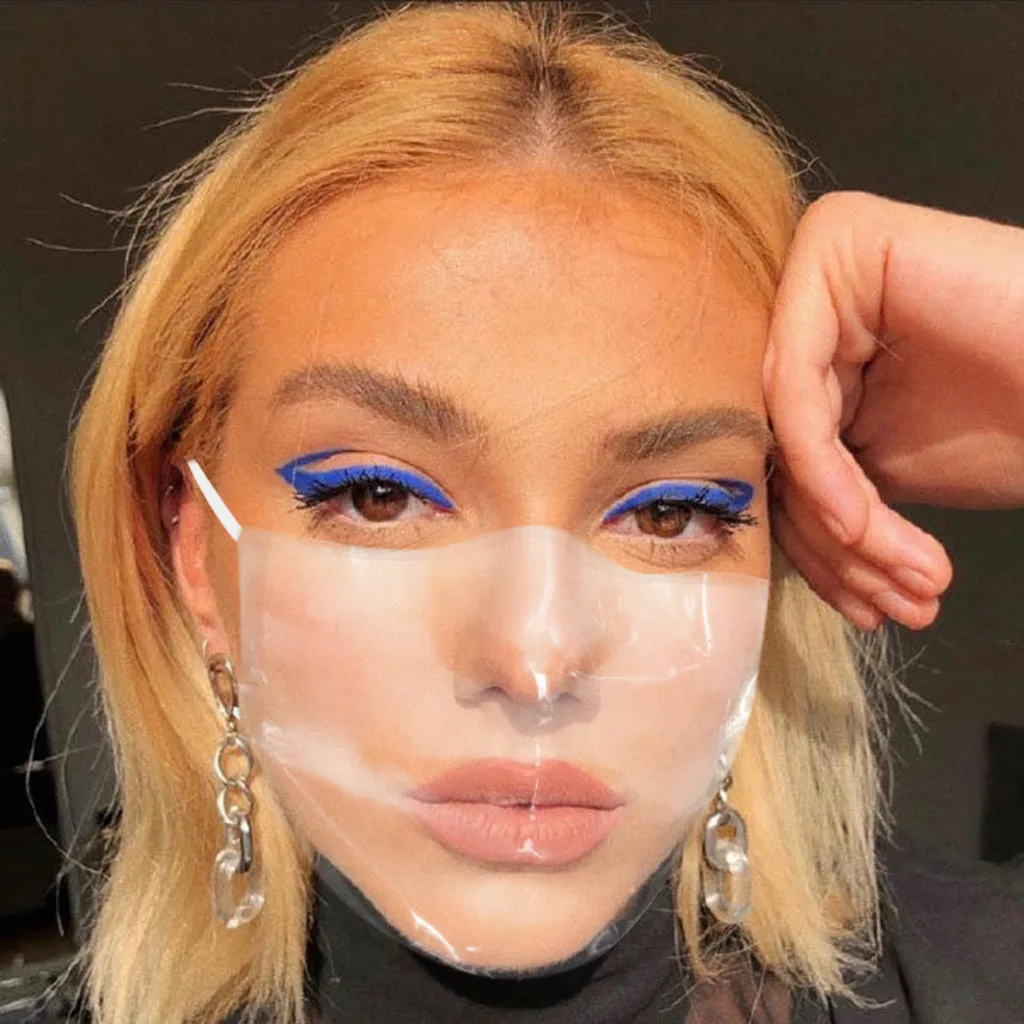 Глухие бесшумные маски прозрачные пластиковые для взрослых лица многоразовые