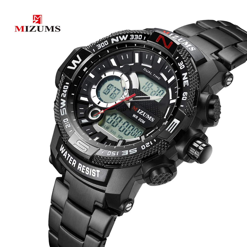 Analog Digital Watches Men Led Full Steel Male Clock Men Military Wristwatch Quartz Sports Wrist Watch Man Reloj Hombre Mizums drop shipping 2019 (8)