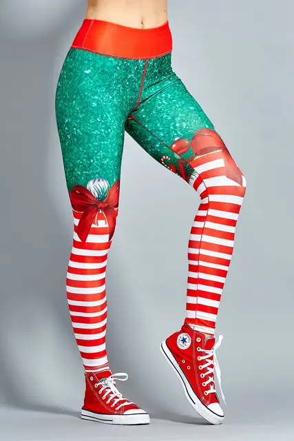 Christmas Printing Leggings Put Hip Elastic High Waist Legging Breathable  Merry Christmas Pants