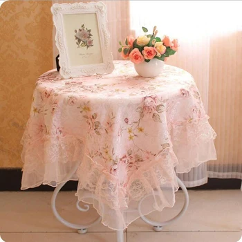 

90x90cm Small Fresh Rural Style Lace Side Coffee Table Refrigerator Washing Machine Dust Cover Multi-purpose Cloth Home Decor