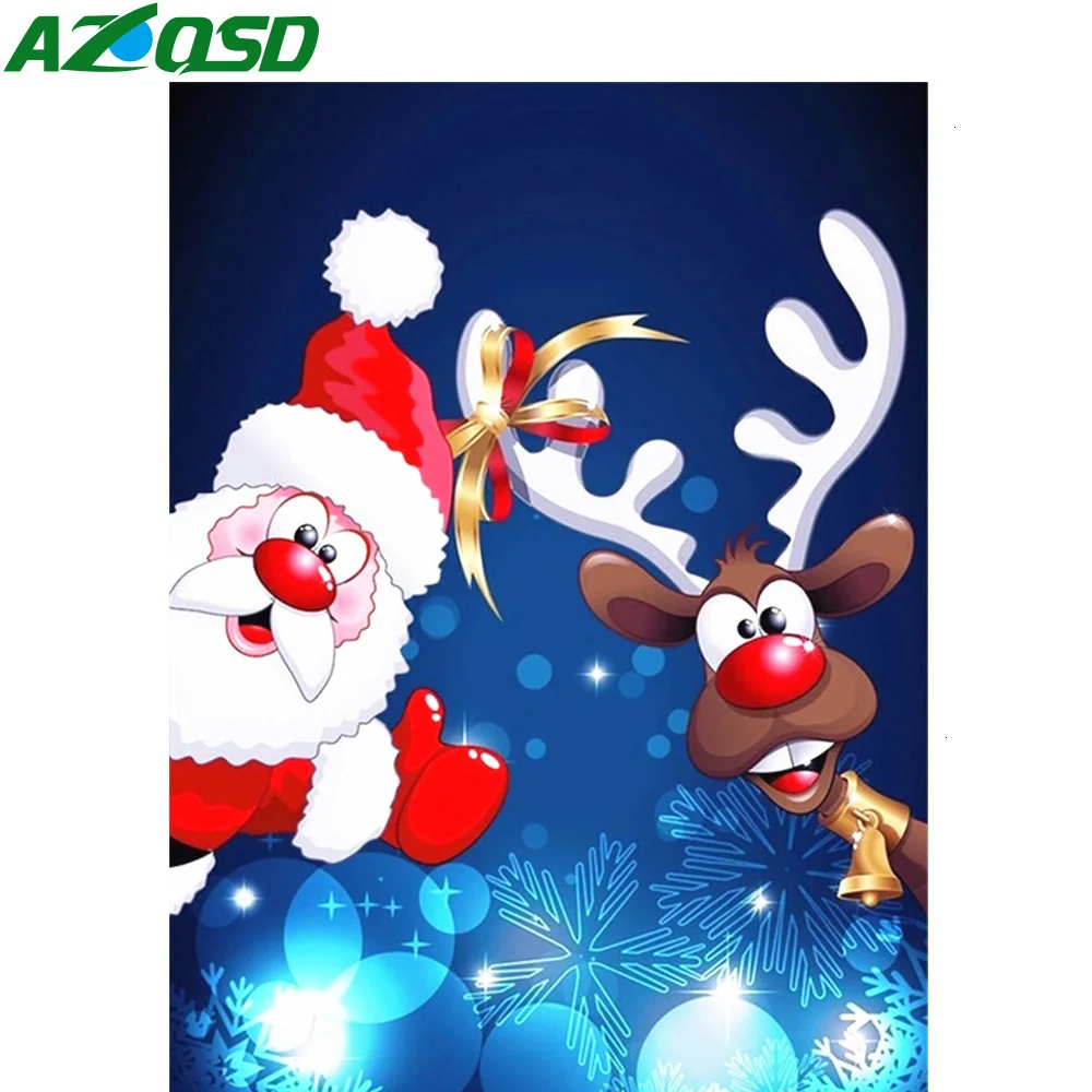AZQSD 2pcs Алмазная вышивка Дед мороз подарок ручной работы кустарный картина стразы рукоделие декор для дома Алмазная Живопись Мультфильм рождество полная площадь Алмазный