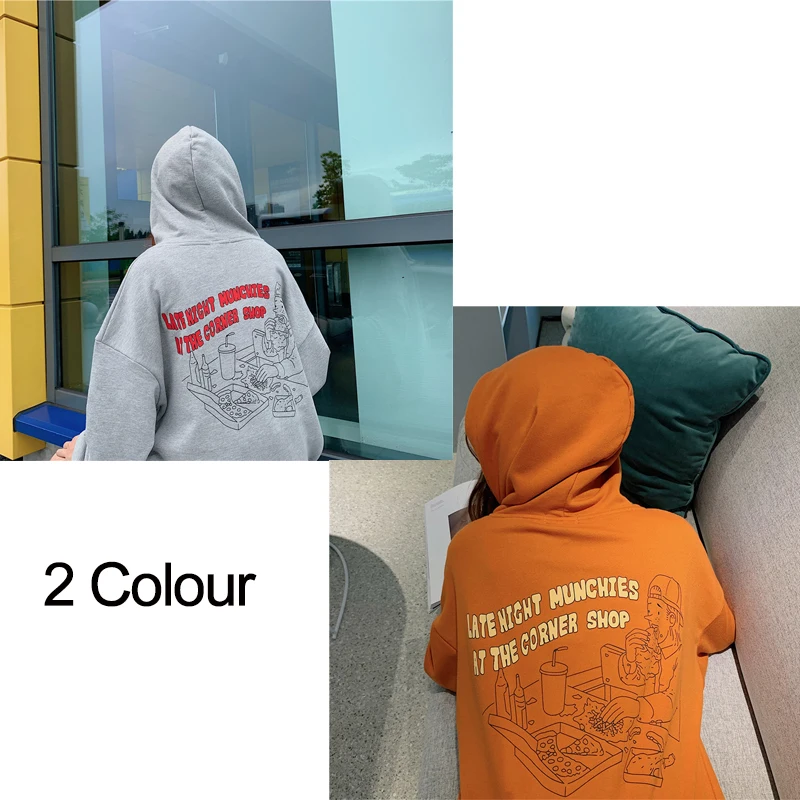 random color Супер Свитшот "огонь" женский Harajuku Осенняя версия злопкового брючного костюма ins свободные ленивый с защитой от ветра для девочек; тонкие носки с капюшоном рубашка с рисунками tide - Цвет: random color