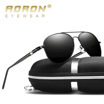 

AORON Men Polarized Sunglasses Retro Classic Pilot Glasses Brand Goggoles Leisure UV400 Protection Metal Frame Oculos de sol