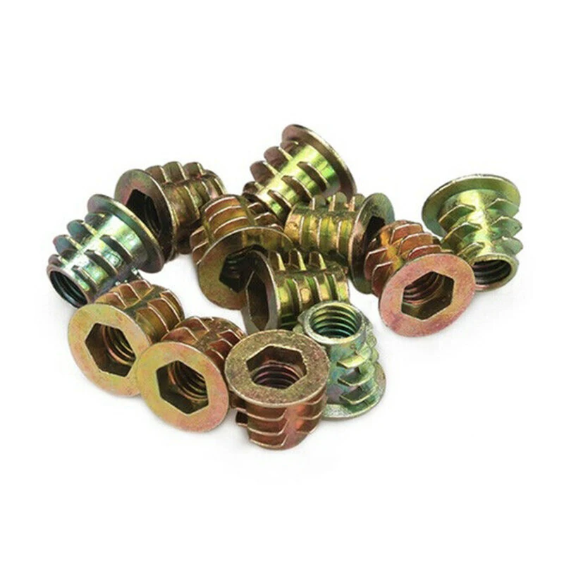 

100pcs Zinc Alloy Die Casting Nuts Kit Hex Drive Wood Screw M4 M5 M6 M8 M10 Threaded Inserts Hardware Nuts
