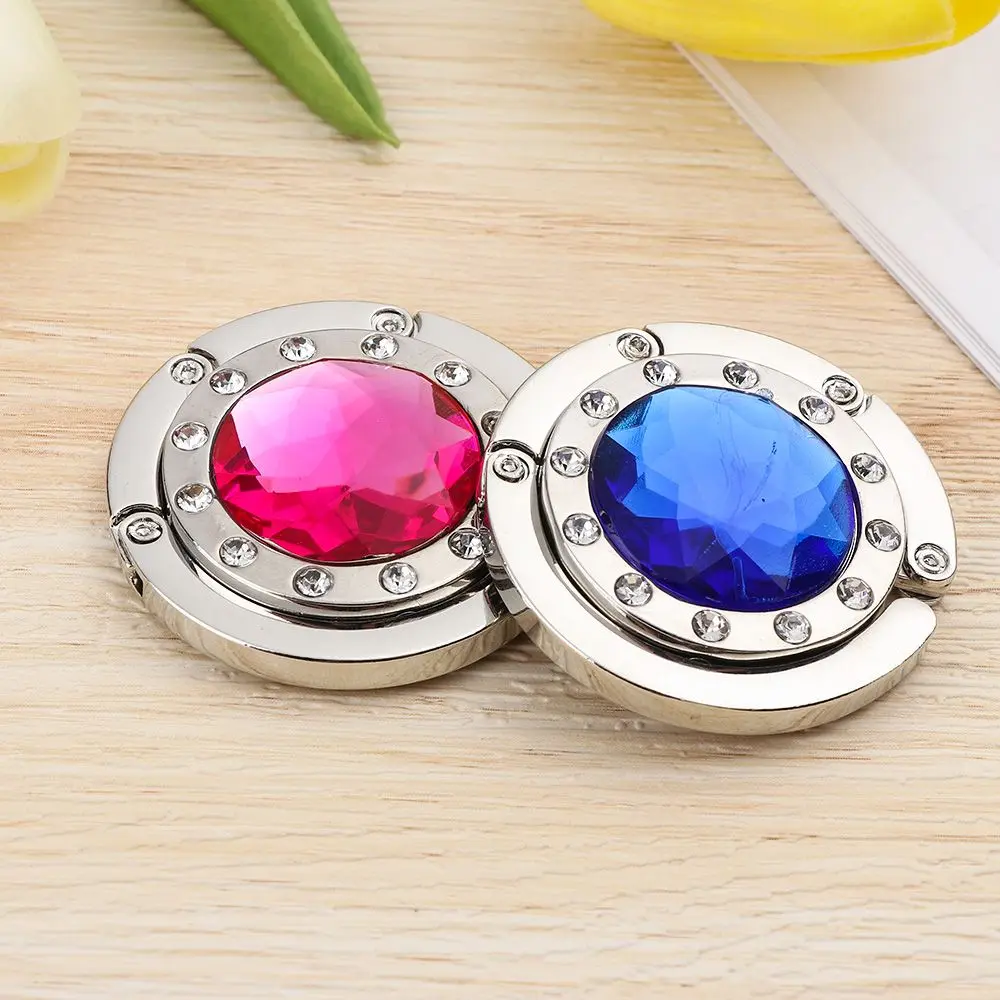 Portable Metal Purse Hook Diamond Bag Holder Folding Handbag Hanger Table Clasp Table Hanger Desk Hooks Travel Accessories metal hook desk hook bag hanger bag hook