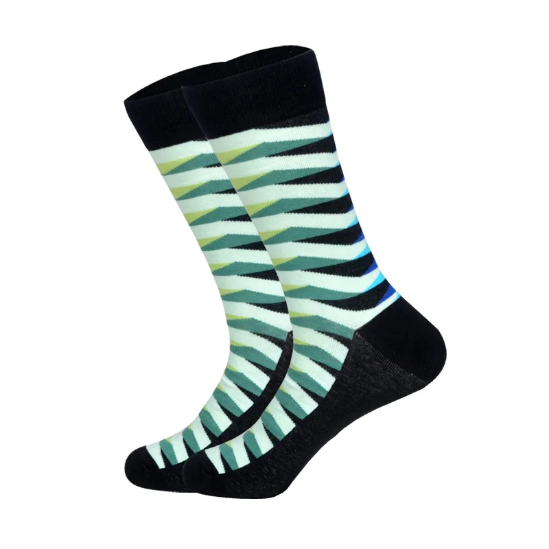 1 Pair Colorful Combed Cotton Socks Shark Skull Pattern Long Tube Happy Men Socks Novelty Skateboard Crew Casual Crazy Socks - Цвет: 25