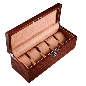 

5 Grids Watch Box High Quality Wooden Rectangular Watch Case Ladies Jewelry Box