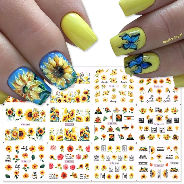 Nail Art Water Decals Stickers watercolor Transfers Summer Flowers Pet –  Sally Nail Art