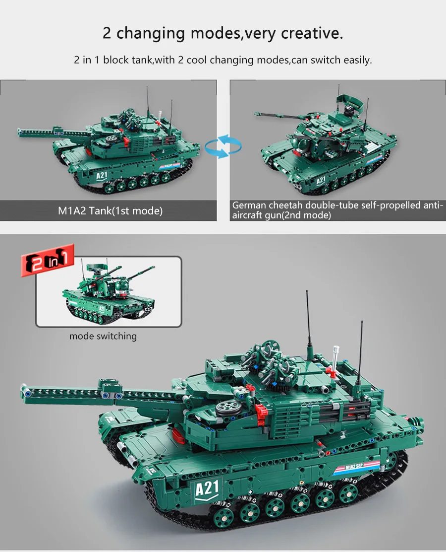 M1A2, 1498 шт., Technic rc Танк, двигатель, мощность, MOC, строительные блоки, кирпичи, военные войны, сделай сам, техник, игрушки, подарки для детей