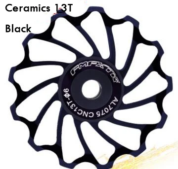 MTB горная Задняя деталь велосипеда Derailleur керамический подшипник 11T 13T натяжной шкив колеса CNC направляющий ролик части велосипеда - Цвет: Ceramics 13T Black