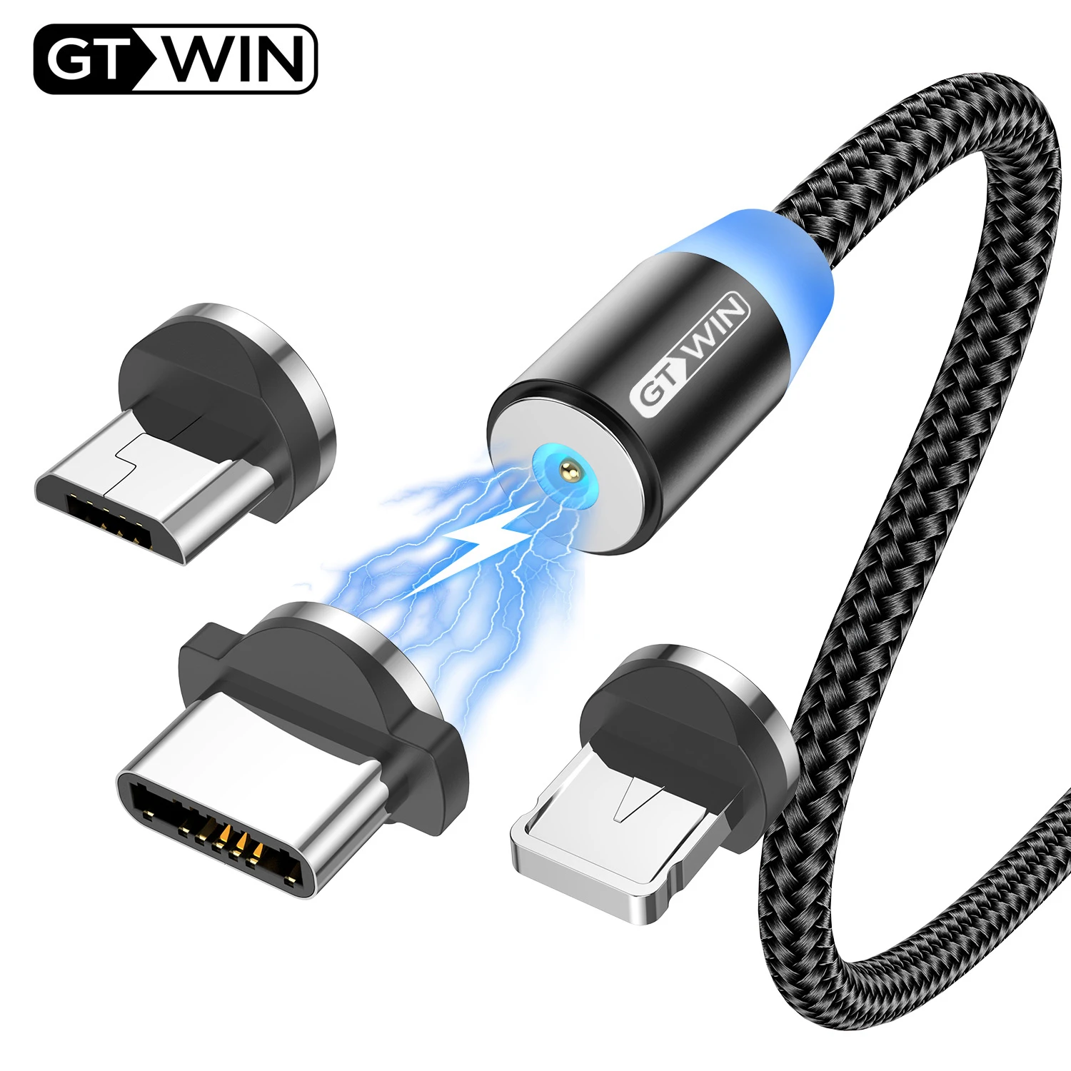 

Магнитный кабель GTWIN со светодиодной подсветкой Micro USB, кабель типа C для быстрой зарядки и передачи данных, 8-контактный кабель, шнур, провод для iPhone 13, 12, Huawei, Xiaomi