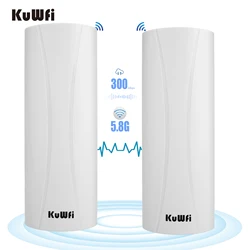 Routeur de pont sans fil KuWFi extérieur 5.8G 1 3KM répéteur Wifi longue portée 300Mbp Point d'accès sans fil14dBi amplificateur de Signal Wifi 