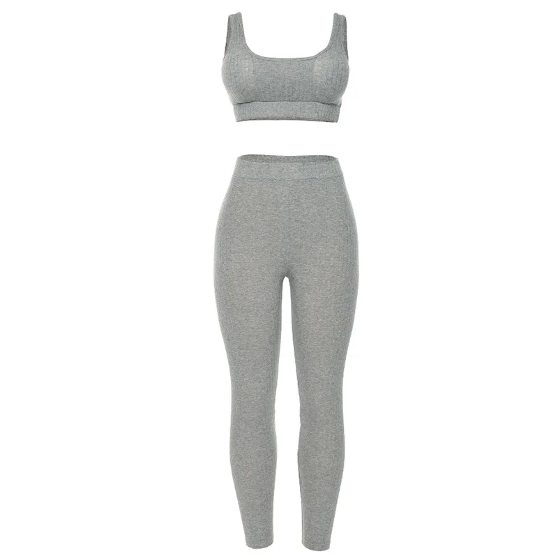Grey Set Комплект из 2 предметов, тренировочная одежда для женщин, спортивный комплект с бюстгальтером и леггинсами, спортивная одежда для женщин, одежда для спортзала, комплект для занятий йогой - Цвет: Grey Set