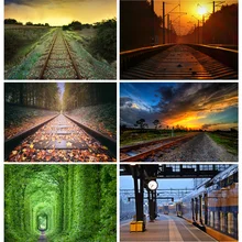 

SHENGYONGBAO Art Fabric Train Track Landscape Photography background Portrait Photo Background Studio Props 211015 HCGD-02