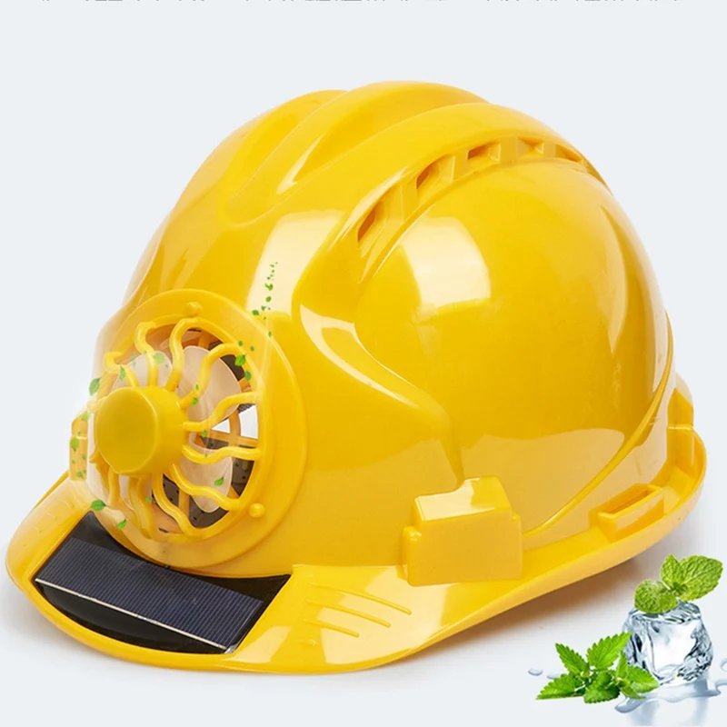 Солнечная энергия вентилятор шлем наружная рабочая безопасность жесткая шляпа строительство рабочее место ABS материал защитная крышка питание от солнечной панели