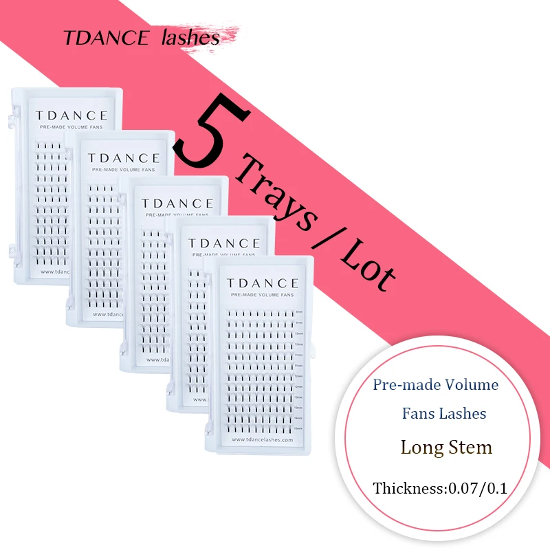 TDANCE 5 лотков/лот длинные Стволовые готовые вентиляторы 3D 4D 5D 6D термоклеящиеся ресницы русский объем Faux норка наращивание ресниц инструменты для макияжа