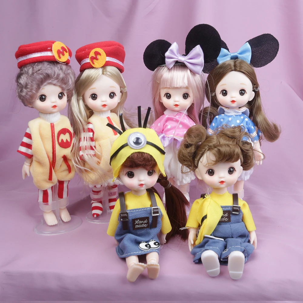

16cm Full Set BJD Doll 13 Moveable Joint Dolls Cartoon Dress bjd Toy Smile Face Newest Couple Dres Make Up Toys Girls Gift Dolls