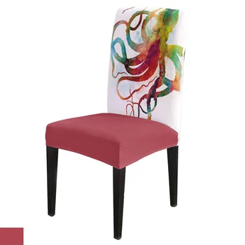 

6/8Pcs Colorful Octopus Cthulhu Dining Chair Cover Spandex Elastic Chair Slipcover Case Stretch for Wedding Hotel Banquet