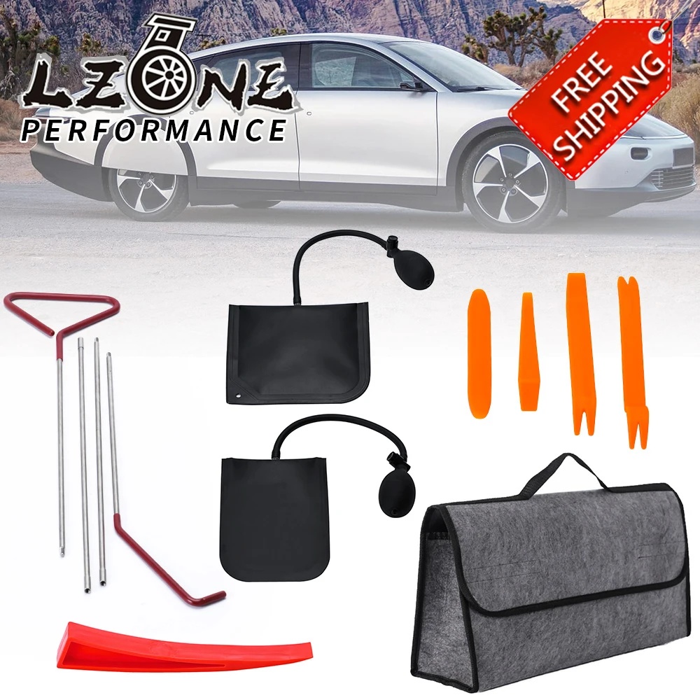 Dark Black Air Wedge Non Marring Wedge and Tool Bag, Anyyion Professional Car Tool Kit ，Easy Entry Long Reach Grabber 
