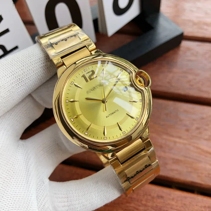 Mens Watches Top Luxury Brand Automatic Mechanical Watch Men Full Steel Business Waterproof Sport Watches Movement Retro Royal - Цвет: Золотой