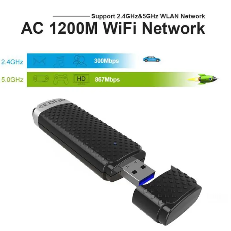 USB 3,0 1200 Мбит/с беспроводной USB Wifi адаптер двухдиапазонный 5 ГГц 2,4 ГГц 802.11AC RTL8812BU Wifi ключ сетевая карта для ноутбука Настольный