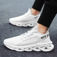 Blade Running Shoe Men Cushioning Cut-outs Sole Light Weight Sneaker Mesh Breathable Walk Outdoor Casual Sport Shoe Lace-up