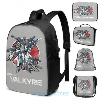 

Funny Graphic print Vintage Skull Squadron USB Charge Backpack men School bags Women bag Travel laptop bag