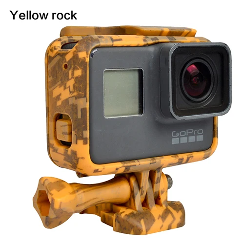Для экшн-камеры Gopro с камуфляжным принтом Цвет Стандартный рамка задней панели защитный Корпус чехол для экшн-камеры GoPro Hero 7 black 6 5 Hero5 Hero6 - Цвет: yellow rock