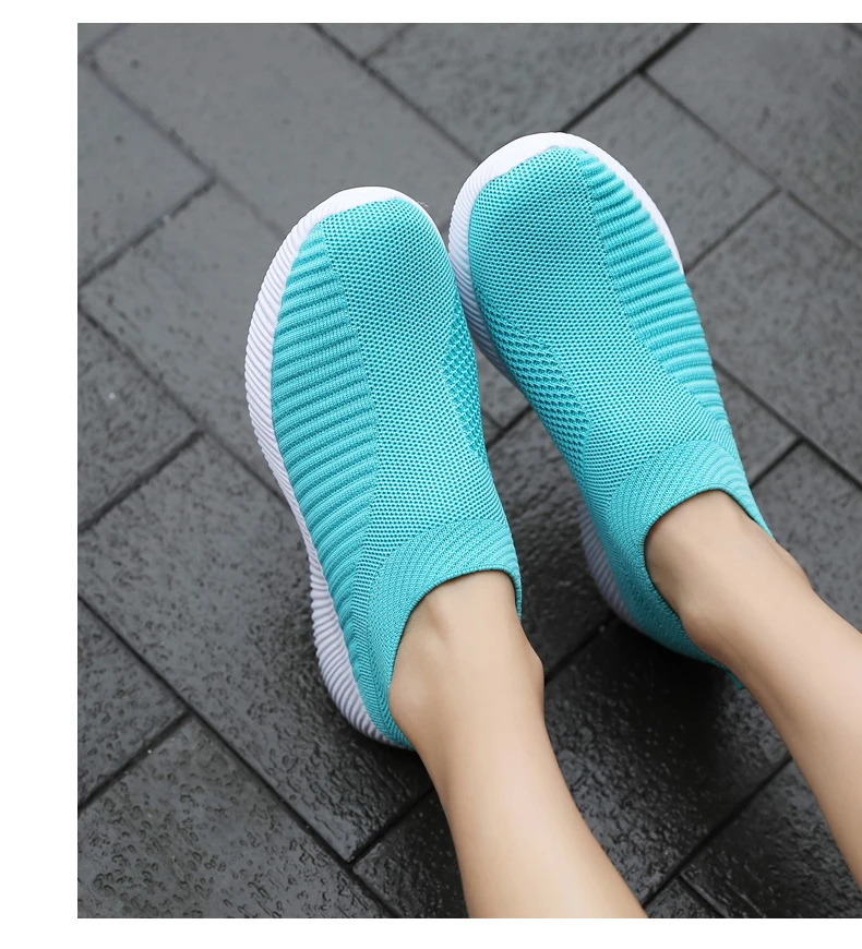 Flat Shoes Women Sock Sneakers Fashion Ladies Slip on Loafers Spring Vulcanize Shoes Female Air Mesh Sneakers Tenis Feminino