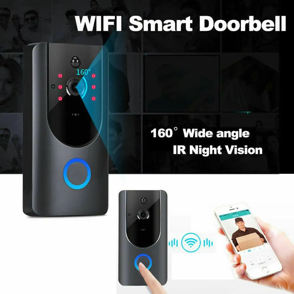 Wireless WIFI Doorbell Smart Video Phone Door Visual Ring Intercom Security Cam 